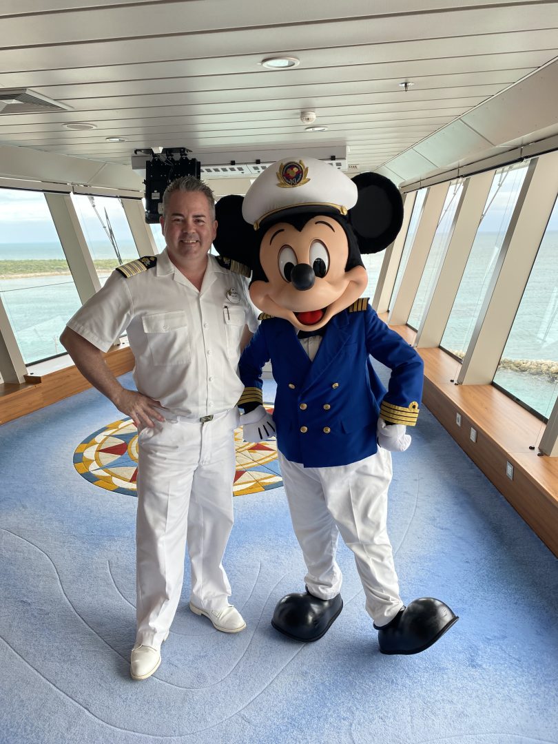 Trent Hitchcock with Mickey Mouse for Disney Cruise Line