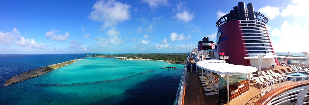 Castaway Cay seen from the deck of a Disney ship