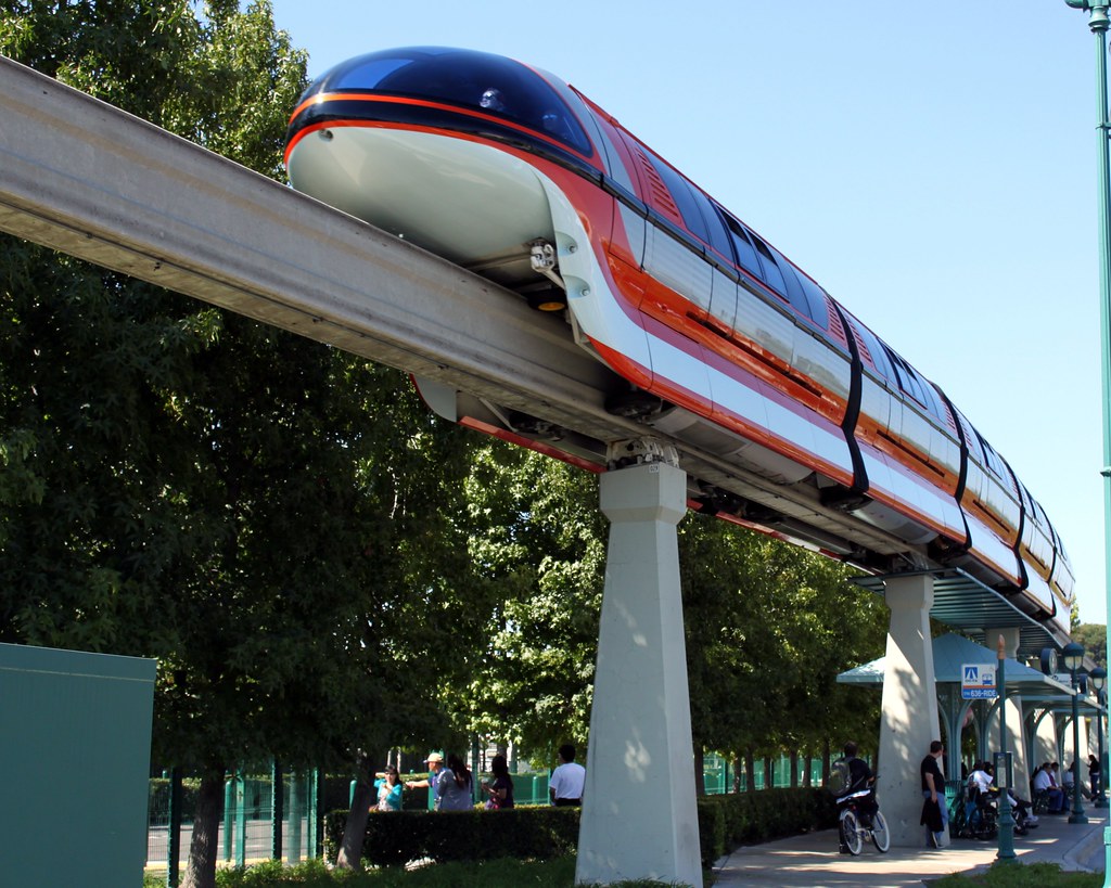 The monorail along Harbor Boulevard, where the new Eastern Gateway bridge will cross