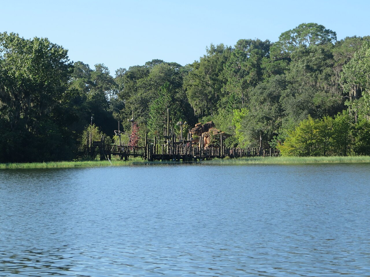 The former River Country site on Bay Lake, photographed in 2017 before construction. Lakeshore Lodge is being built here.