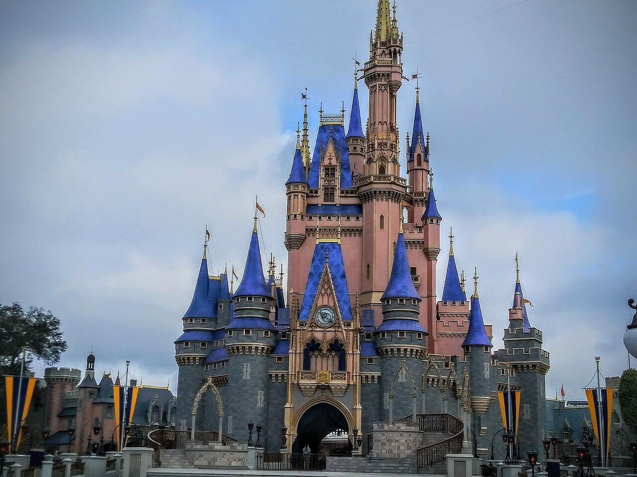 Cinderella Castle at Magic Kingdom. Premium view rooms at Lakeshore Lodge include partial views of the park or its fireworks.